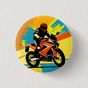 Dynamisk motorcykelillustration med förare knapp