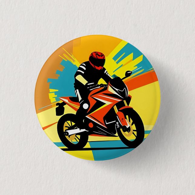 Dynamisk motorcykelillustration med förare knapp (Framsida)