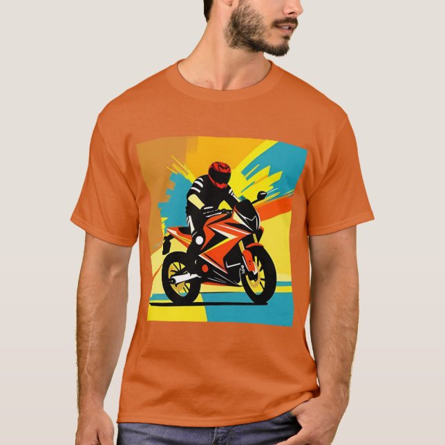 Dynamisk motorcykelillustration med förare t shirt (Framsida)