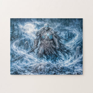 Dynamisk odöd krigare i mörk fantasy-atmosfär pussel