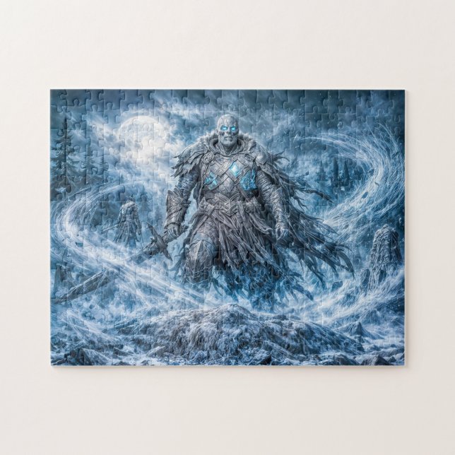 Dynamisk odöd krigare i mörk fantasy-atmosfär pussel (Horisontell)