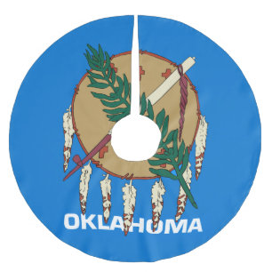 Dynamisk Oklahoma statlig flagga som är grafisk p Julgransmatta Borstad Polyester