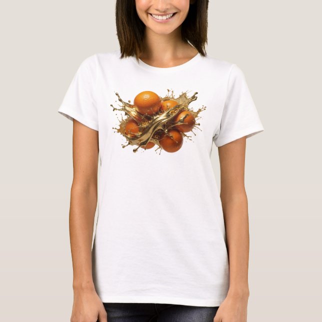 Dynamisk Orange Abstrakt Apelsiner Kreativ Tryck T Shirt (Framsida)