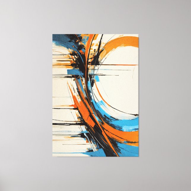 Dynamisk Orange Blå Abstrakt Expressionism Kurvor Canvastryck (Framsida)
