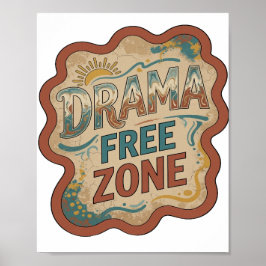 Dynamisk Orange DRAMA FRITT ZON Textdesign Poster