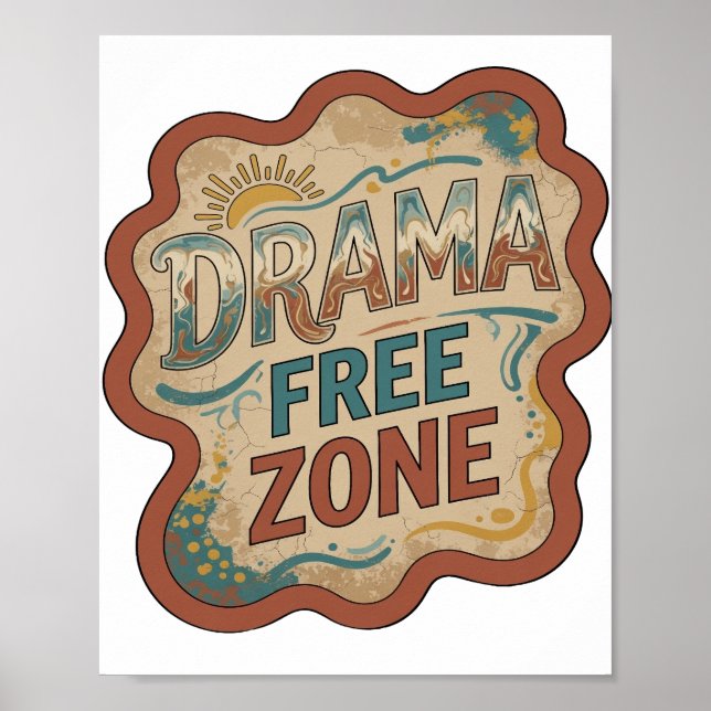 Dynamisk Orange DRAMA FRITT ZON Textdesign Poster (Framsidan)