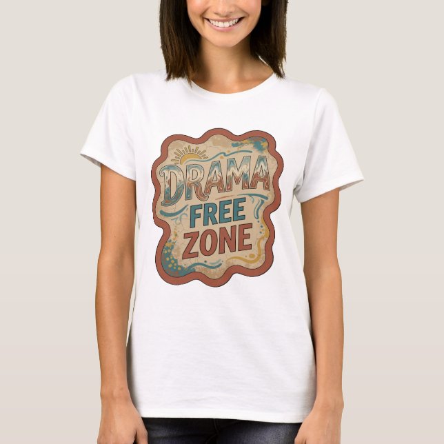 Dynamisk Orange DRAMA FRITT ZON Textdesign T Shirt (Framsida)