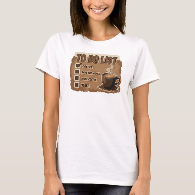 Dynamisk Orange KAFFE FÖRST RÄDDA VÄRLDEN T Shirt (Framsida)