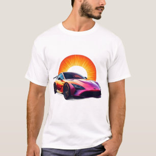 Dynamisk penseldrag sportbil konststil t shirt