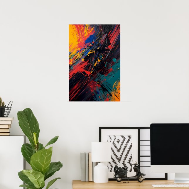 Dynamisk platta - Modern Abstrakt Expressionist W Poster (Hemmakontoret)