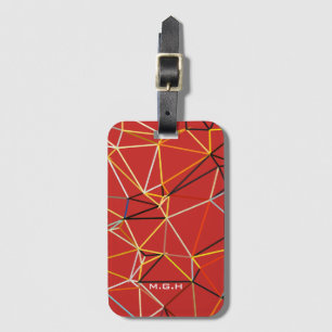 Dynamisk röd abstrakt geometrisk monogram bagagebricka