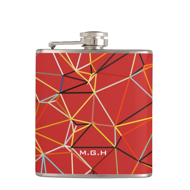 Dynamisk röd abstrakt geometrisk monogram fickplunta (Framsidan)