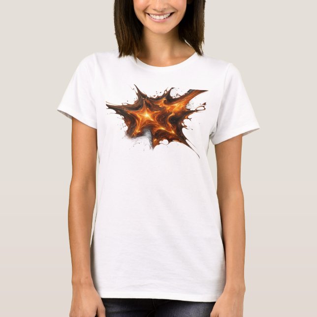 Dynamisk röd abstrakt stjärnor grafisk design t shirt (Framsida)