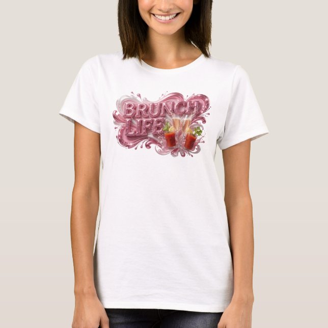 Dynamisk röd BRUNCH LIFE Tröjd Design T Shirt (Framsida)