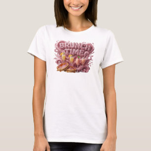 Dynamisk Röd BRUNCHTID 3D Textkonst T Shirt