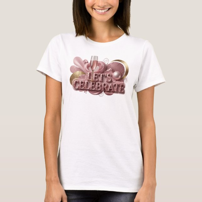 Dynamisk röd LET'S CELEBRATE T-shirt (Framsida)