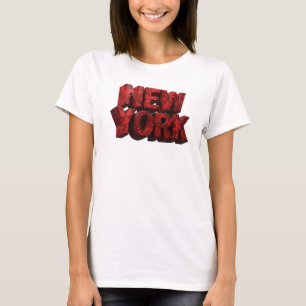 Dynamisk röd NEW YORK 3D textkonst T Shirt