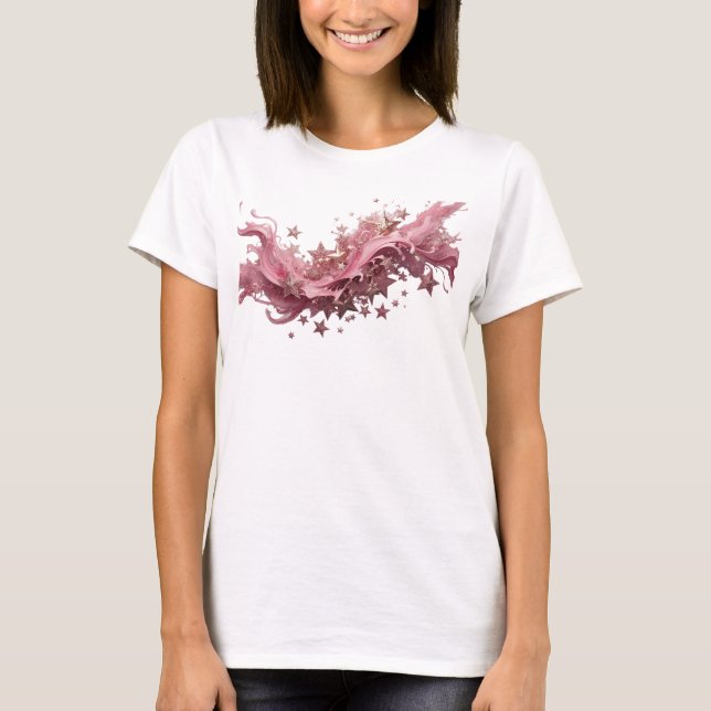 Dynamisk röd PINK STAR SPLASH skjortdesign T Shirt (Framsida)