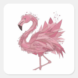 Dynamisk Rosa FLAMINGO-dekalkmotiv Fyrkantigt Klistermärke