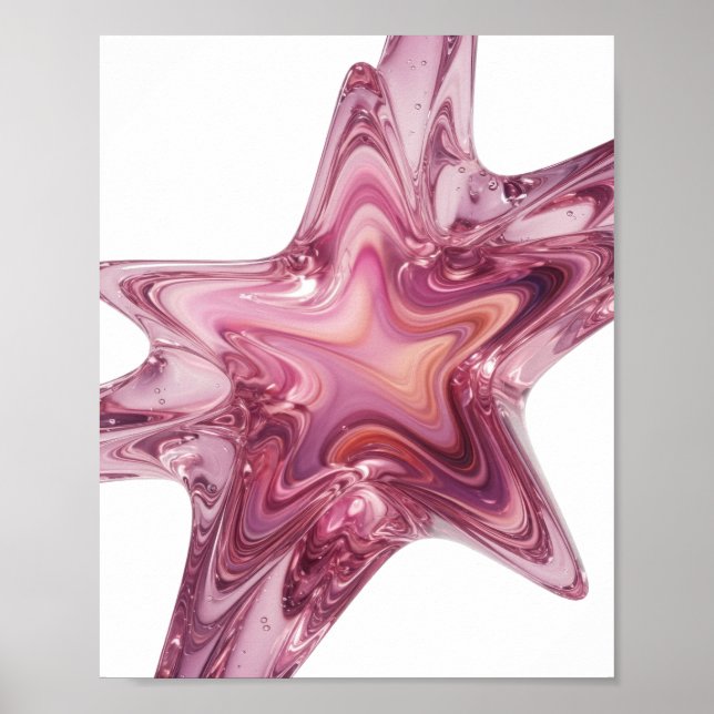 Dynamisk Rosa GLASSTJÄRNA Djärvt Design Poster (Framsidan)