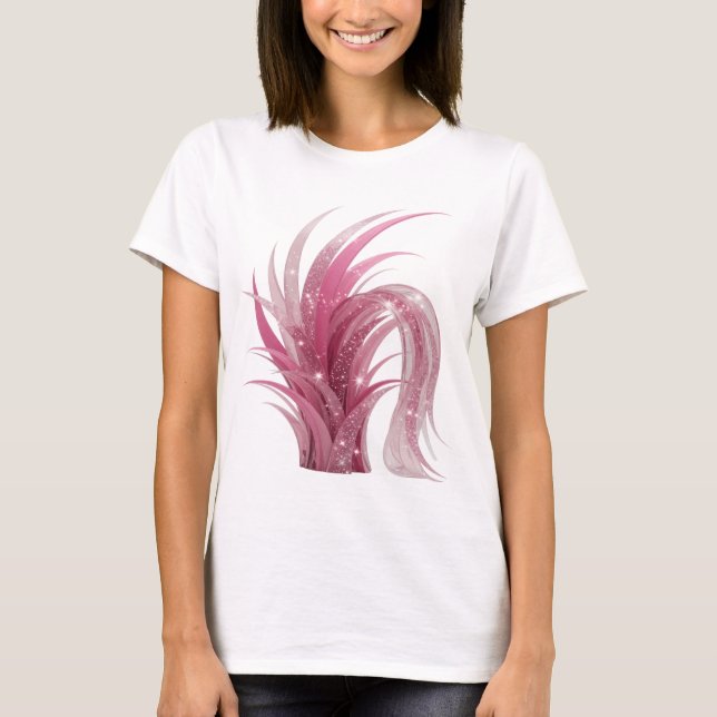 Dynamisk Rosa GLITTRIGA VÄXTER Skräddarsydd T-shir T Shirt (Framsida)