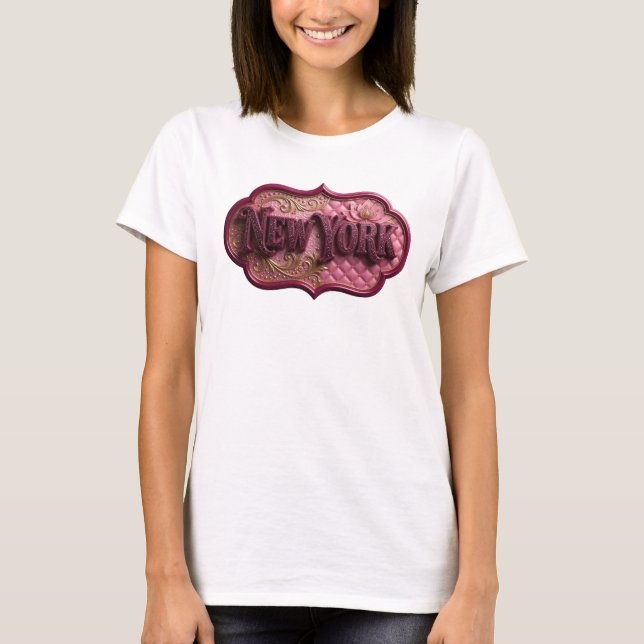 Dynamisk Rosa NEW YORK Grafisk T-shirt (Framsida)