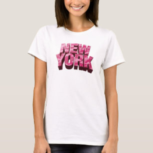 Dynamisk Rosa NEW YORK Konstnärligt Motiv T Shirt