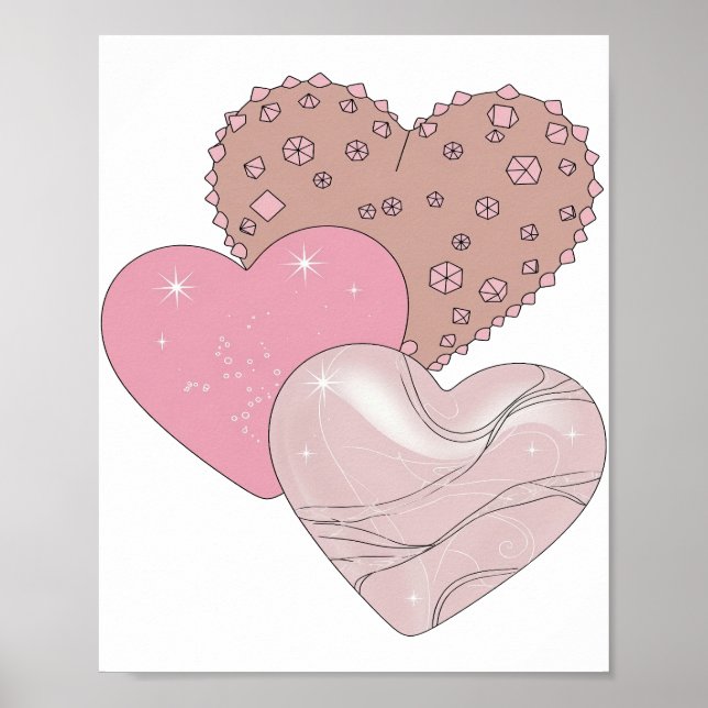 Dynamisk Silver HJÄRTAN OCH STJÄRNOR Grafisk Desig Poster (Framsidan)