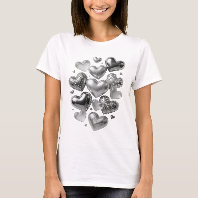Dynamisk Silver HJÄRTAN Shirt Design T (Framsida)