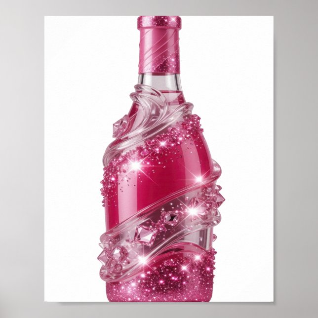Dynamisk Silver RÖD GLITTER FLASKA Poster (Framsidan)