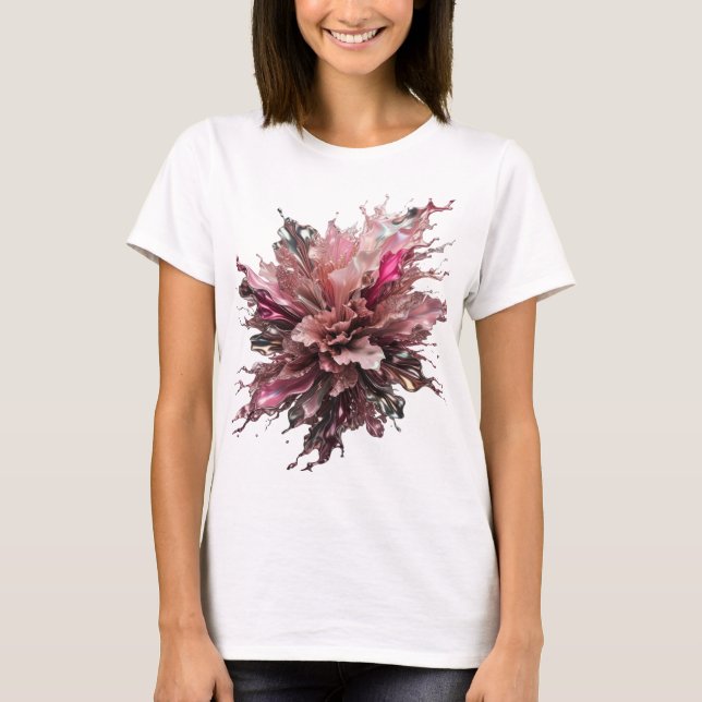 Dynamisk Silver & Rosa ABSTRAKT KONST Skräddarsydd T Shirt (Framsida)