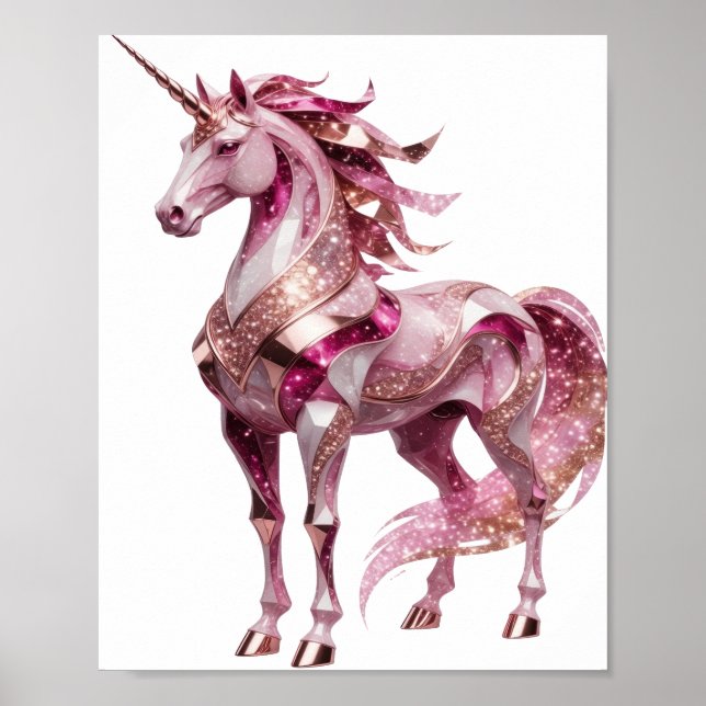 Dynamisk Silver UNICORN Slogan Design Poster (Framsidan)