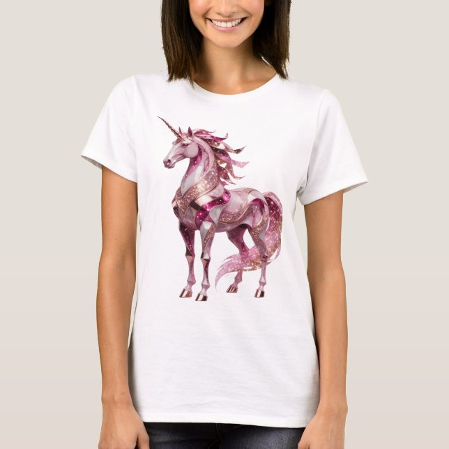 Dynamisk Silver UNICORN Slogan Design T Shirt (Framsida)