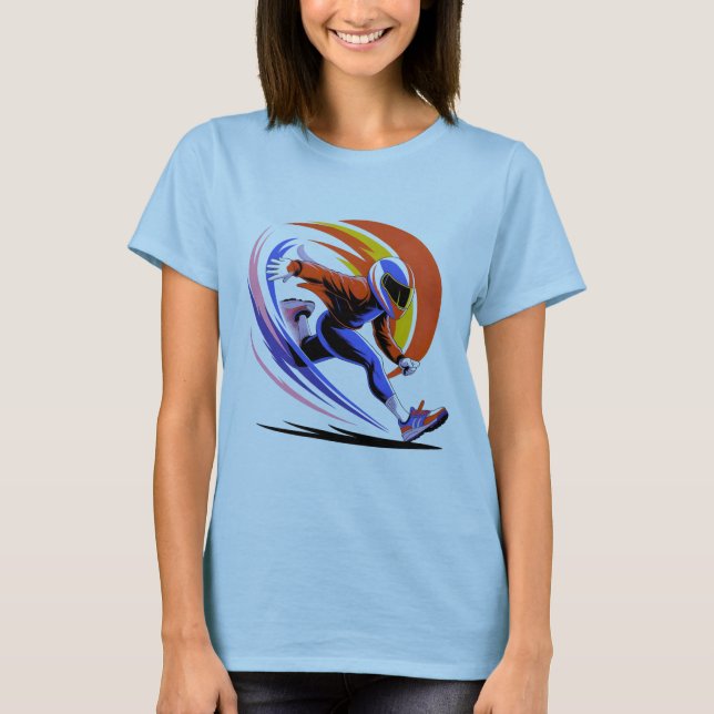 Dynamisk Snabb Löpare - Futuristisk Action Grafik  T Shirt (Framsida)