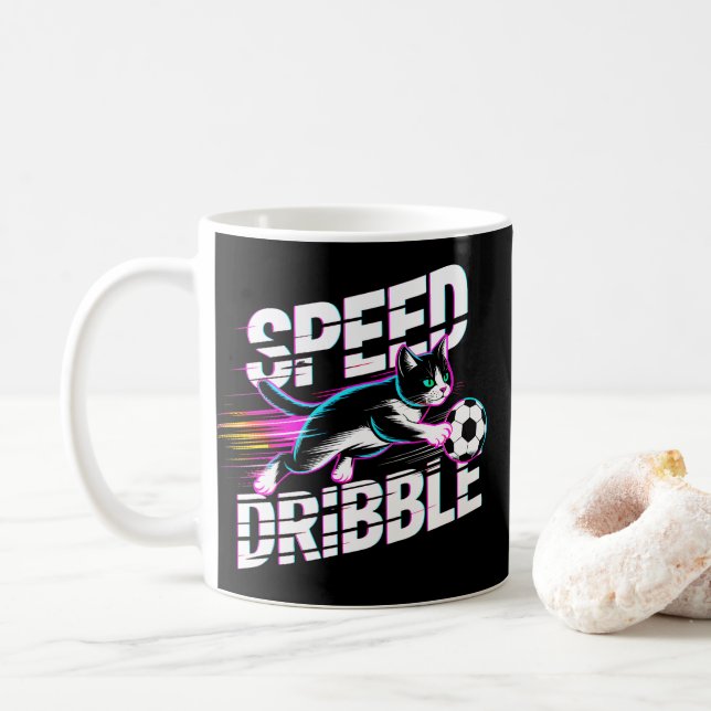 Dynamisk Speed Dribble Katt Fotbollsmugg Kaffemugg (Med munk)