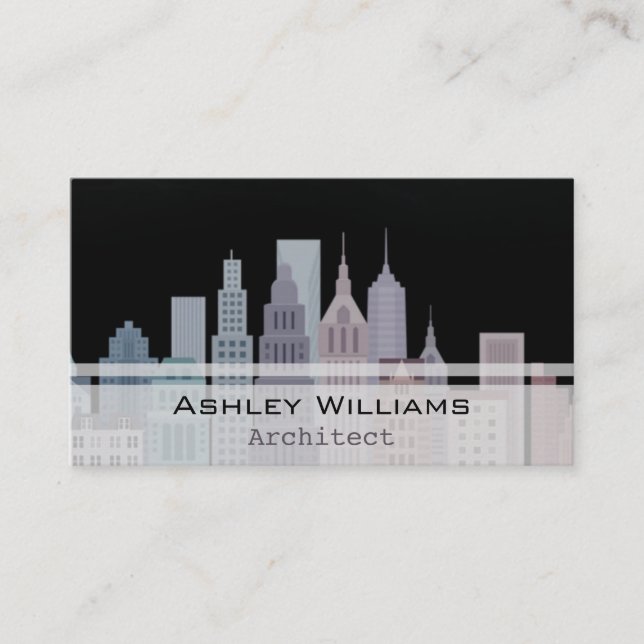 Dynamisk stadsskyscraperarkitektur visitkort (Framsida)