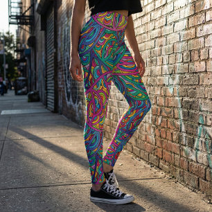 Dynamisk stadstrafik Vågar Abstrakt Mönster Leggings