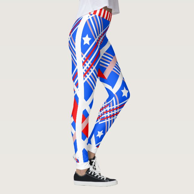 Dynamisk Stars och stripes på blå Leggings (Höger)