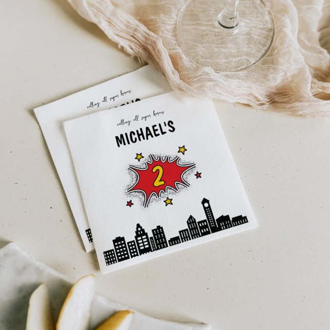 Dynamisk superhjälte 2:a födelsedagen pappersservett (Skapare uppladdad)