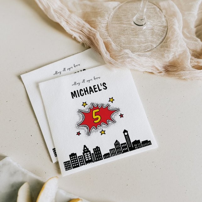 Dynamisk superhjälte 5:e födelsedag pappersservett (Skapare uppladdad)