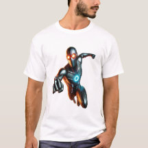 Dynamisk superhjälte: Futuristiska T-Shirt Design