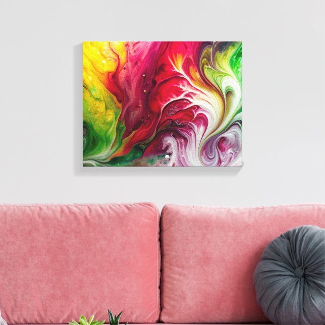Dynamisk vätskegrafik: Färgfull akryldesign Canvastryck (Insitu (Vardagsrum))