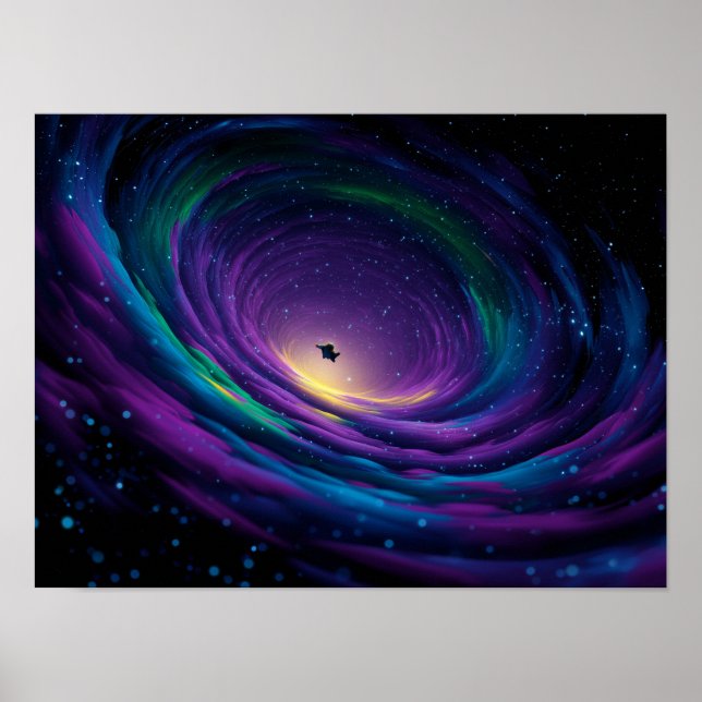 Dynamisk Virvlande Galaxvirvel med Central Astron Poster (Framsidan)