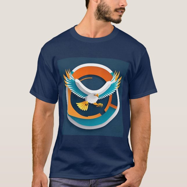 Dynamisk Vit Huvudörn i Konstnärlig Illustration T Shirt (Framsida)