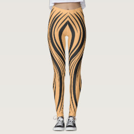 Dynamiska balkar av typen Black and Orange Stripe Leggings