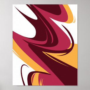 Dynamiska brytningar i abstrakt Red, Maroon och Gu Poster