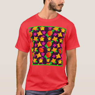 Dynamiska färgstarka stjärnor Mönster Art T Shirt