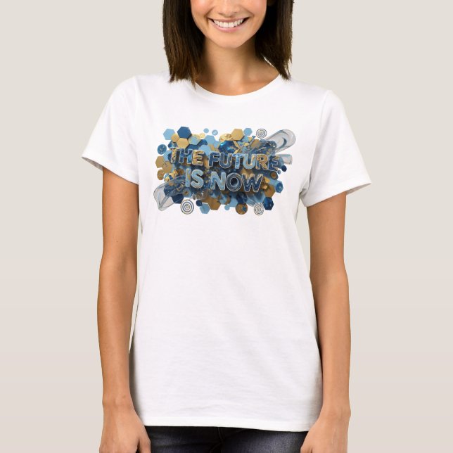 Dynamiska flottan FRAMTIDEN ÄR NU 3D Text Konst T Shirt (Framsida)