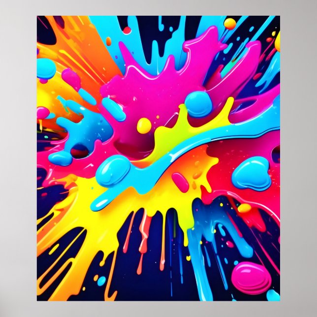 Dynamiska fluorescerande färgstänk poster (Framsidan)