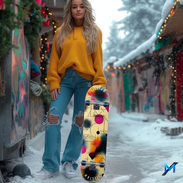 Dynamiska former av Abstrakt med geometriskt Mönst Mini Skateboard Bräda 18,5 Cm (Skapare uppladdad)